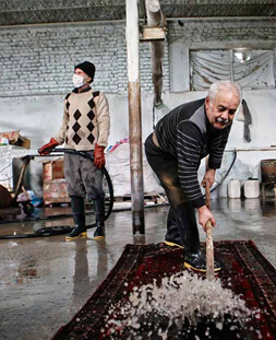 شستشوی سنتی قالی در قالیشویی زنجان